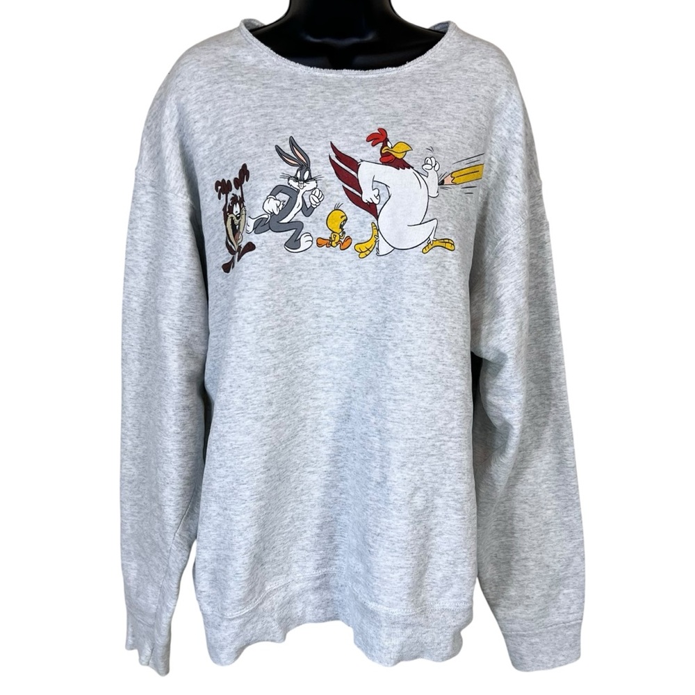 VINTAGE 90’s WARNER BROS LOONEY TUNES GRAPHIC SWEATSHIRT CREWNECK 
HEATHER GREY